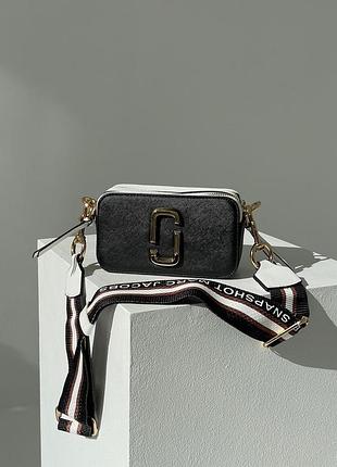 Сумка marc jacobs small camera bag black white (02047)