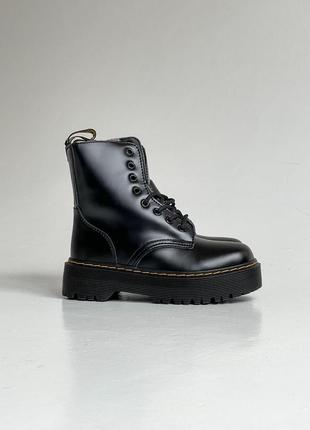 Dr.martens jadon black натуральна шкіра чорні черевики мартінс з хутром на високій підошві натуральная кожа ботинки на высокой подошве с мехом зима