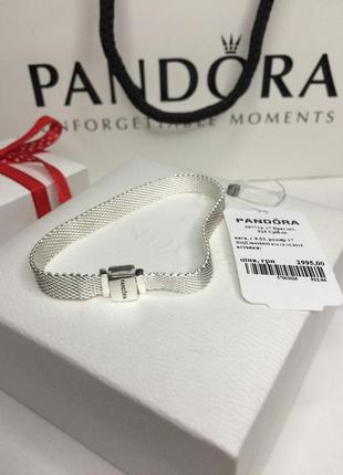Срібний браслет пандора 597712 рефлекс рефлекшн з плоскою застібкою і логотипом срібло проба 925 новий з біркою pandora