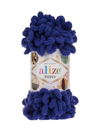 Alize puffy алізе пуффи плюшева пряжі alize puffy 360королівський синій, фантазійна