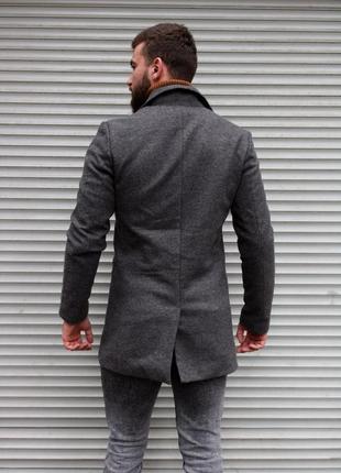 Сіре однобортне пальто з кашеміру8 фото