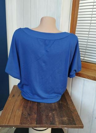 Женская синяя футболка с рукавом летучая мышь турция3 фото