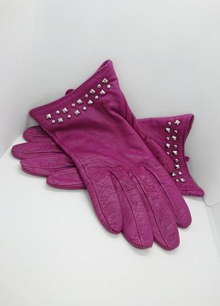 Фіолетові рукавички з натуральної шкіри emma fownes розмір s