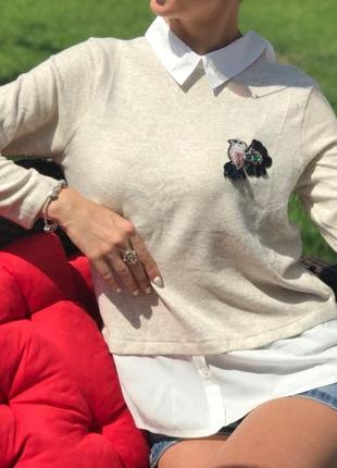 Женская кофта в красивый принт (пайетки) турция м