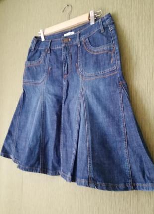 🌿 винтажная джинсовая юбка миди 🌿 юбка трапеция2 фото