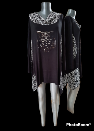 Вискозная с совушкой туника большого размера