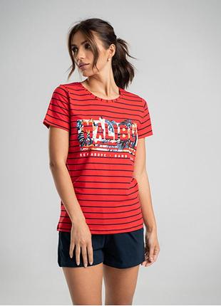 Комплект жіночий шорти та футболка в смужку 114235 фото