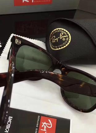 Женские солнцезащитные очки в стиле ray ban wayfarer 2140-902 lux6 фото