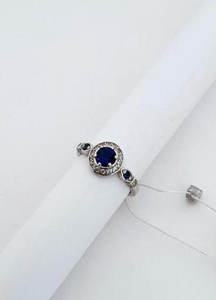 Серебяное кольцо синий камень 16.5 размер