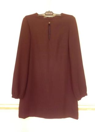 Лаконичное платье zara красивого шоколадного цвета.2 фото