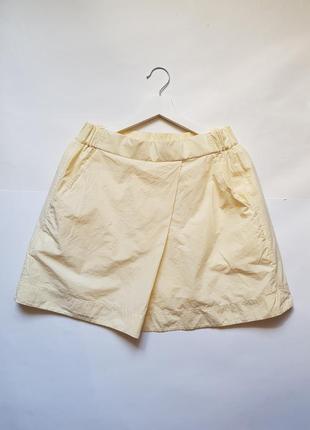 Шикарная хлопковая юбка cos оригинал, ассиметричная юбка на резинке, желтая юбка с карманами6 фото
