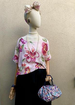 Хлопок,блуза в цветы,реглан,этно бохо стиль,италия