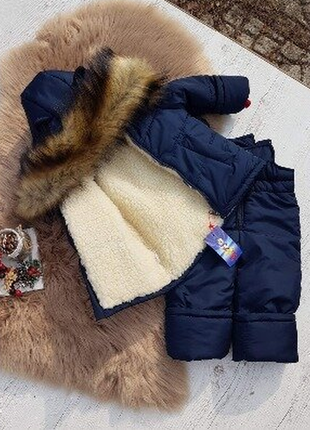 Зимовий комбінезон з діно, костюм (полукомбез + курточка)3 фото