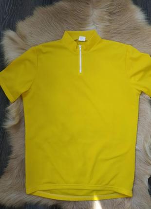 Велофутболка жовтого кольору, футболка поло для велоспорту1 фото