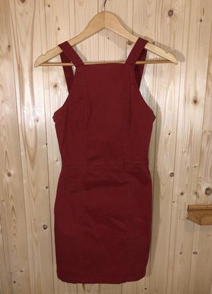 Сарафан , плаття zara , оригінал , міні сукня , колір бордовий1 фото