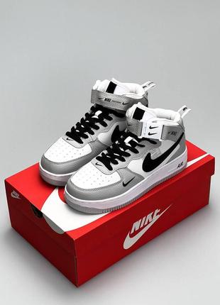 Кроссовки женские nike air force белые серые / кросівки жіночі найк аир білі сірі кроссы