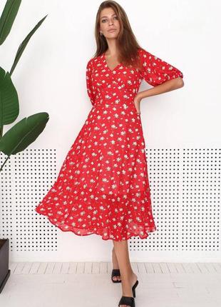 Платье женское летнее  nenka 3195-c01 красный/принт xl