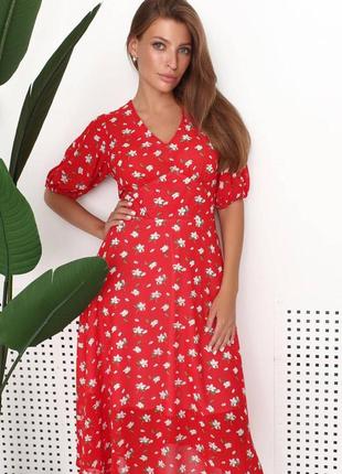 Платье женское летнее  nenka 3195-c01 красный/принт xl3 фото