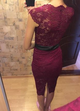Стильное платье бордовое марсала2 фото