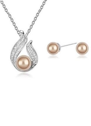 🏵ювелірний набір біжутерії кулон на ланцюгу і сережки, новий! арт.2426