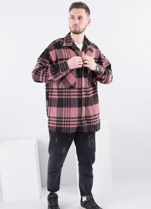 Мужская теплая рубашка в клетку осень зима