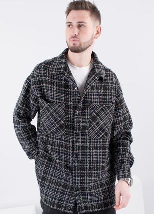 Чоловіча тепла сорочка в клітку осінь зима