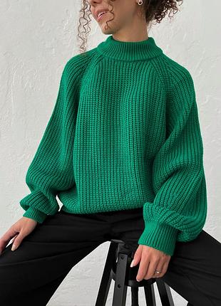 Светр в’язаний однотонний зелений