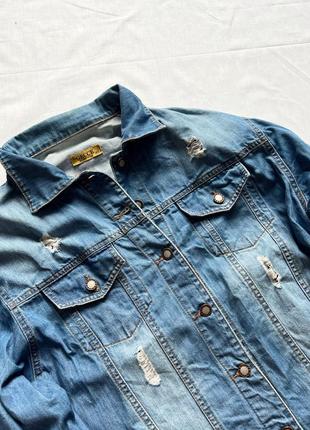 Джинсова куртка джинсовка подовжена оверсайз джинсовая курточка удлинённая grace4 фото