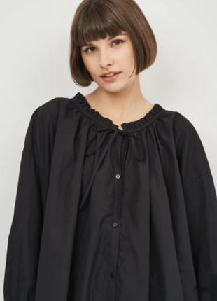 Чорна блузка сорочка широкого крою від zara нова колекція