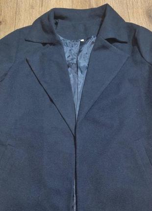 Стильне пальто без застібок, кардиган з двобортним коміром, р. l. виміри на фото7 фото