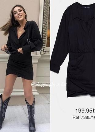 Zara чорна сукня із запахом