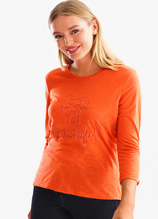 Лонгслів, реглан жіночий c&a однотонний помаранчевий кежуал