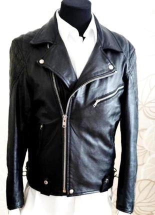 Чорна куртка косуха з натуральної шкіри2 фото