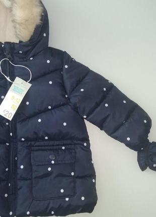 Теплая курточка primark для девочки 9-12месяцев 80см2 фото