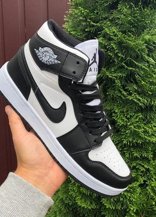 Мужские кроссовки nike air jordan кожаные черно-белые