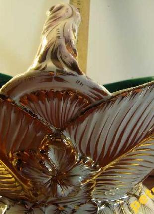 Антикварні ваза - кошик цукерниця позолота фарфор італія2 фото