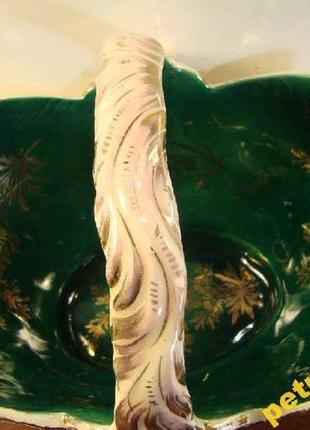 Антикварні ваза - кошик цукерниця позолота фарфор італія5 фото