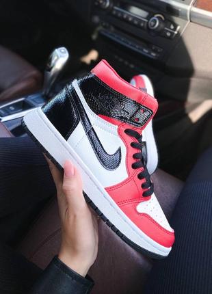 Женские высокие кожаные кроссовки nike air jordan 1 retro high#найк