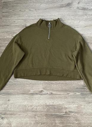Свитшот хаки h&m basics на молнии