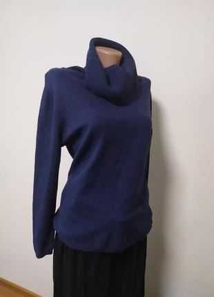Темно синій кашеміровий шерстяний светр кофта пуловер1 фото