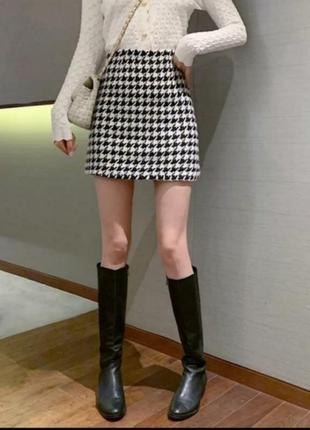 Тепла шерстяна спідниця шорти на підкладці гусяча лапка