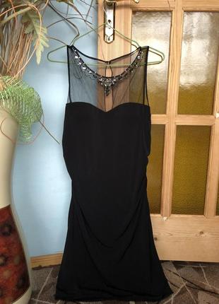 Вечірня чорна сукня зі стразами1 фото