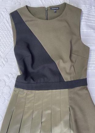 Класичне плаття міді, комбіноване, у складку, в офіс2 фото