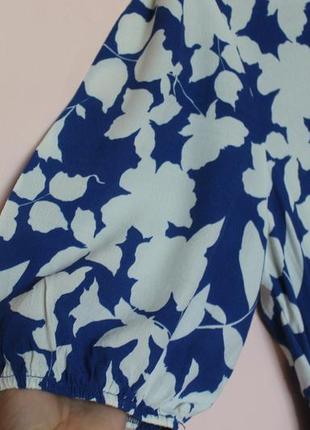 Синя в білий квітковий принт натуральна сукня, квіткове плаття, платье вискоза 46-48 р.2 фото