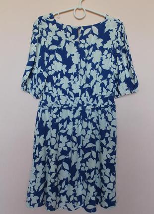 Синя в білий квітковий принт натуральна сукня, квіткове плаття, платье вискоза 46-48 р.6 фото