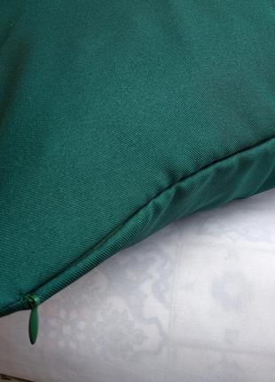 Декоративна наволочка 40*40  темно зелена з габардину2 фото