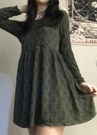 Плаття зелене з принтом2 фото