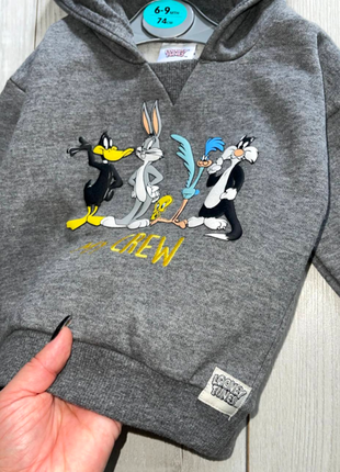 Худи кофта теплая детская на рост 74см 6-9 мес looney tunes primark.2 фото