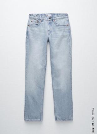 Джинси трендова модель прямі джинси зара середня посадка4 фото