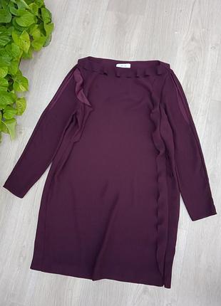 Reiss платье цвета марсала свободного кроя с разрезами на плече